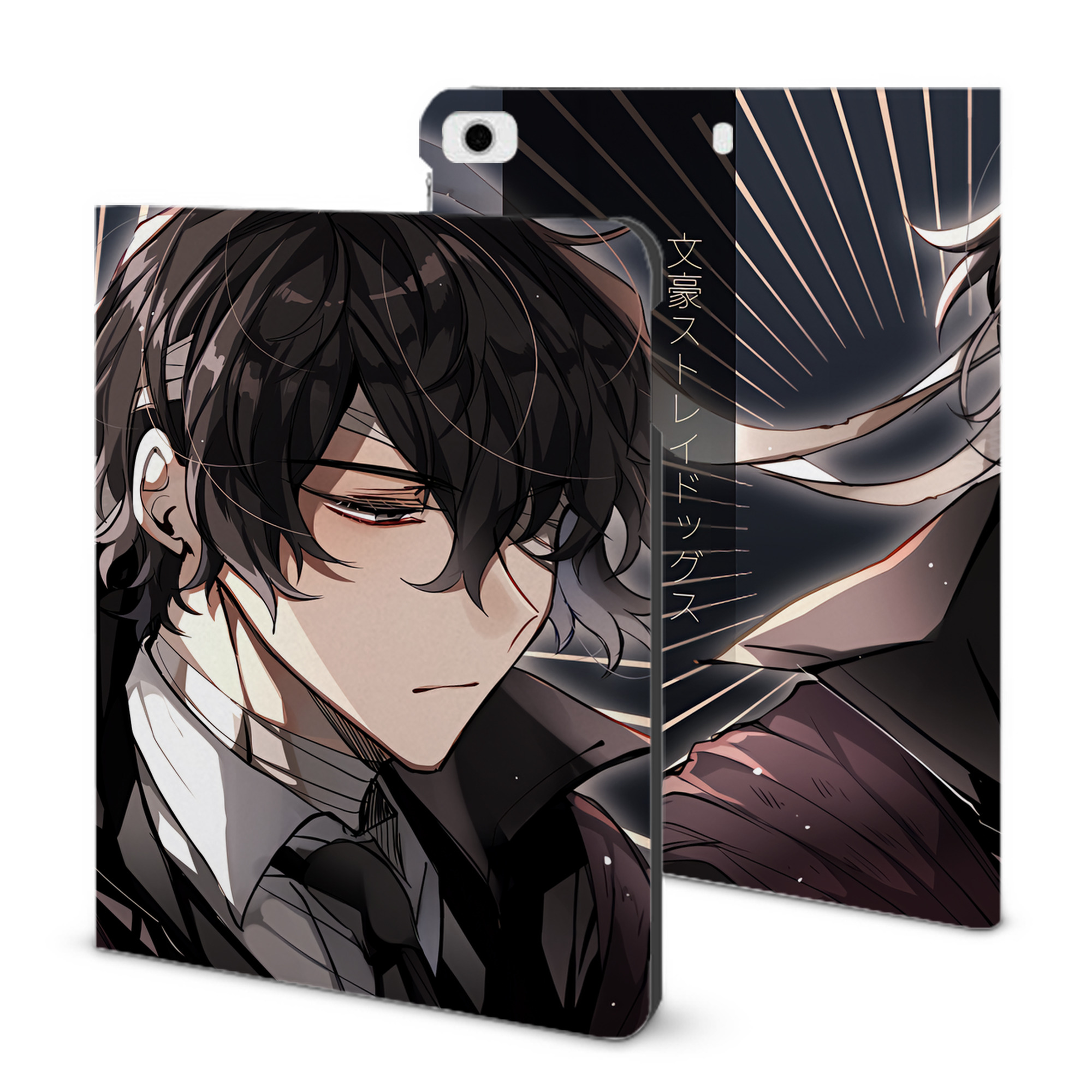 （画像用） 文豪ストレイドッグス Bungo Stray Dogs IPad ケース ブック型 PUレザー TPU 耐衝撃 軽量 薄型 ペン収納なし 全面保護 IPad 各モデル対応